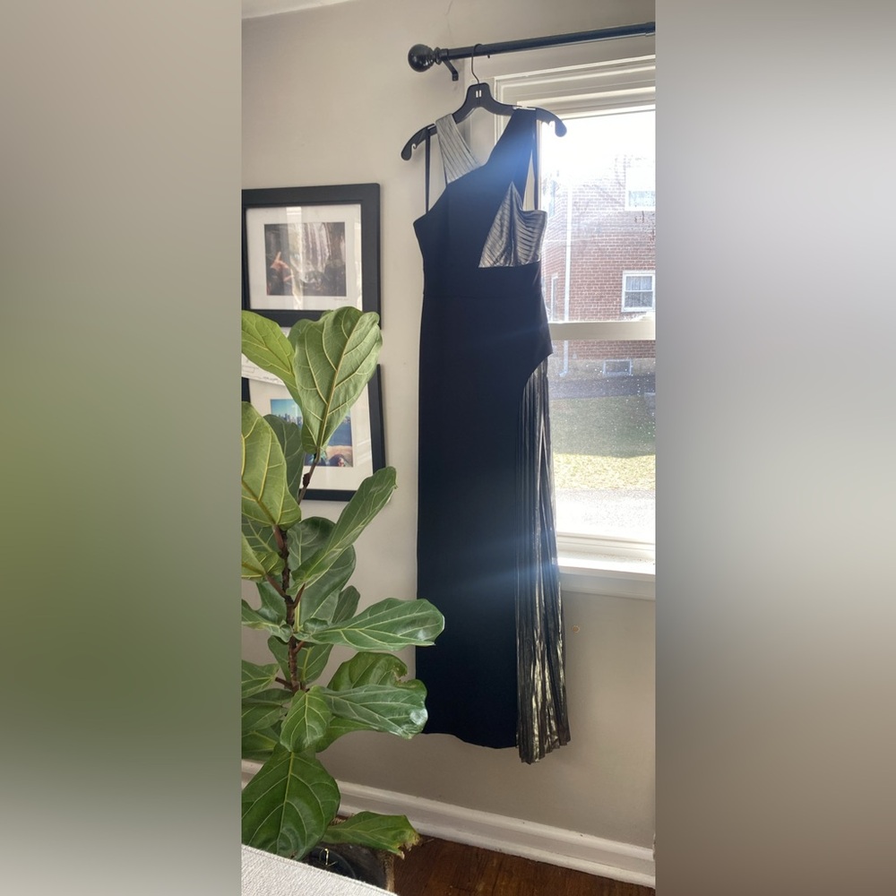 BCBG Maxazria black and chrome black tie dress- size 6 NWT